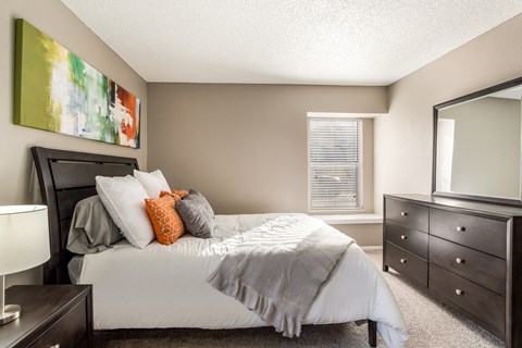 Model Unit Bedroom at Greensview Apartments in Aurora, Colorado, CO
